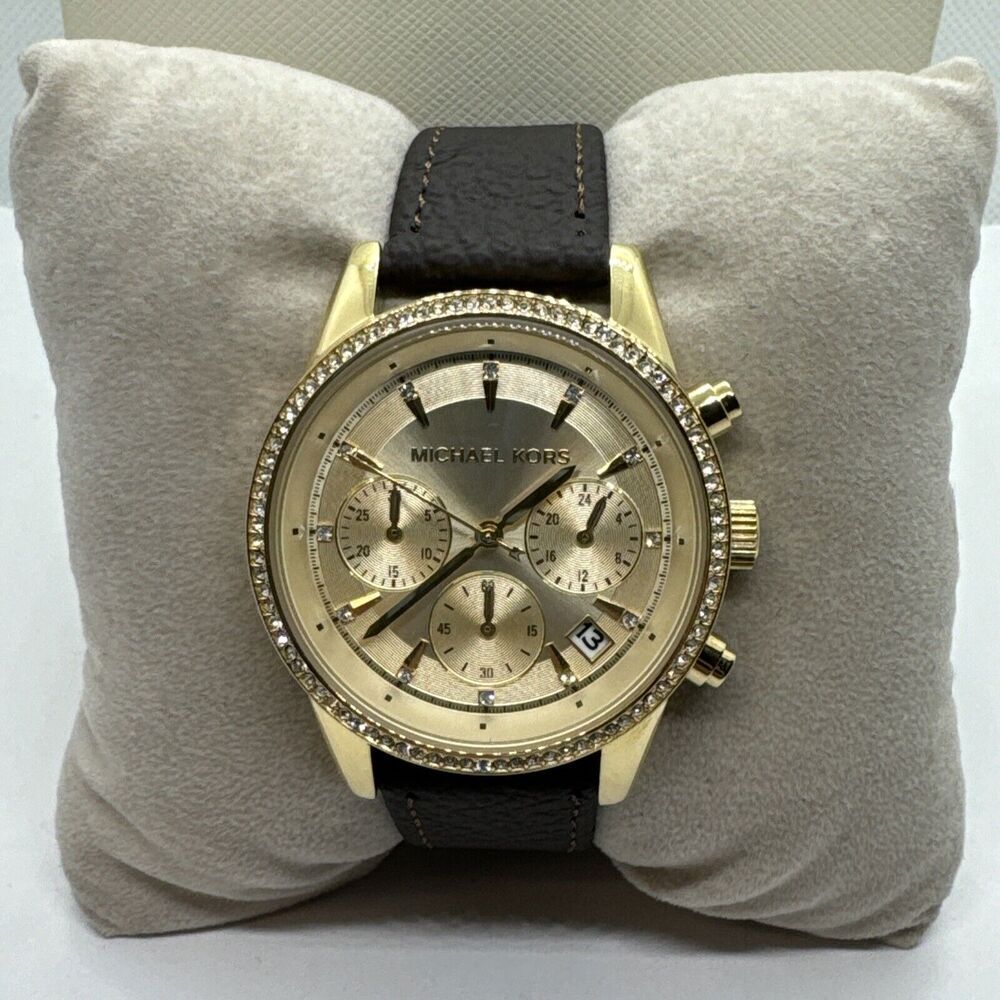 Michael Kors Ritz MK6356 Women's Black Leather Analog Dial Quartz Watch JNA90